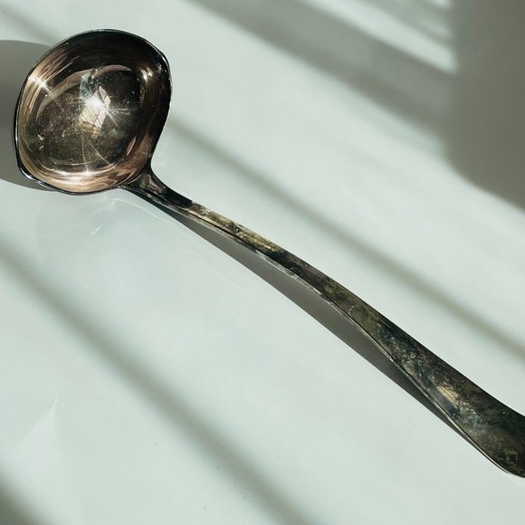 Vintage Gerity Georgian Punch Double Lipped Bowl Soup Ladle Stamped G48 12 5/8” - Picture 1 of 9